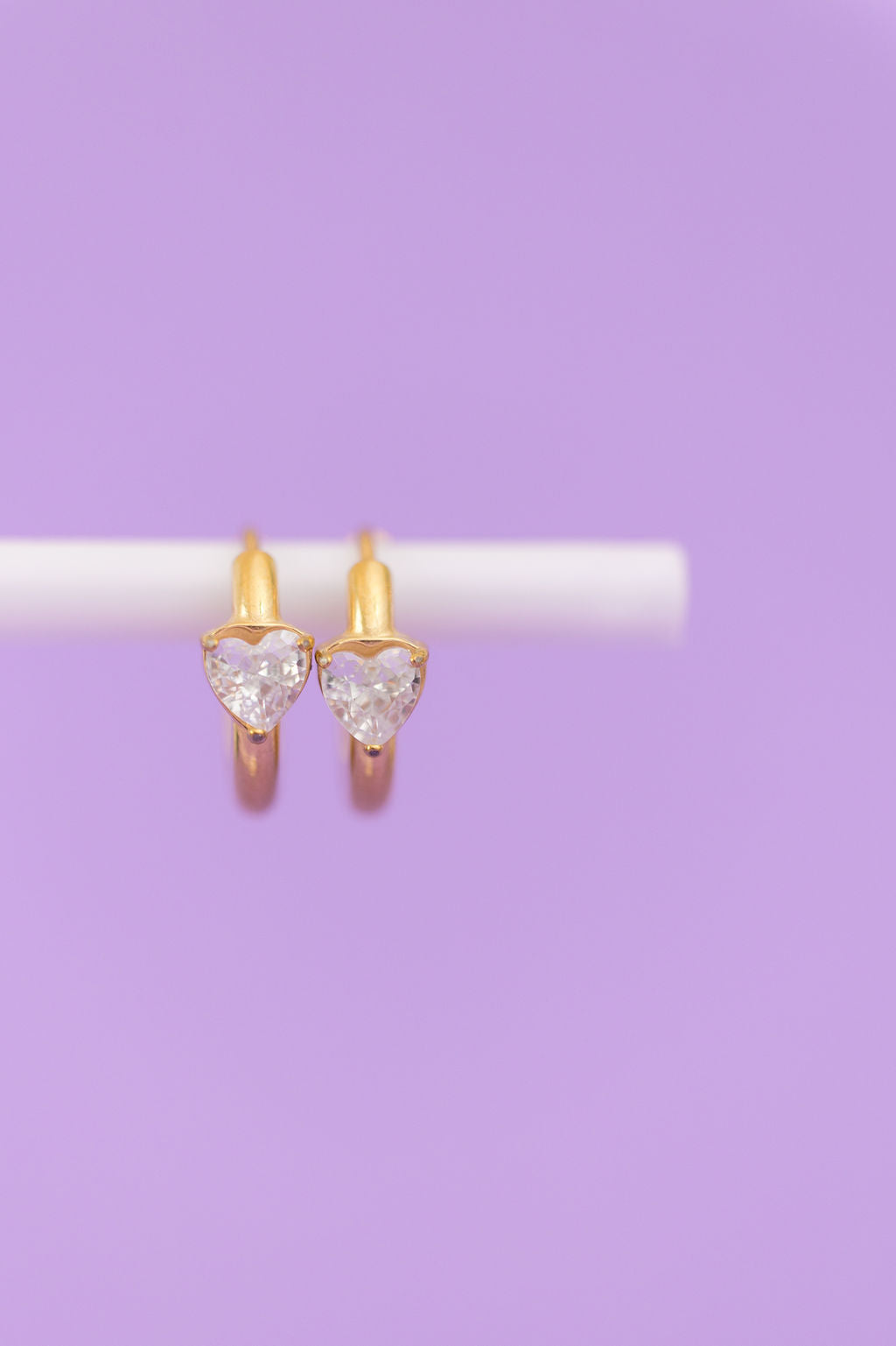 Crystal Heart Huggie Hoops