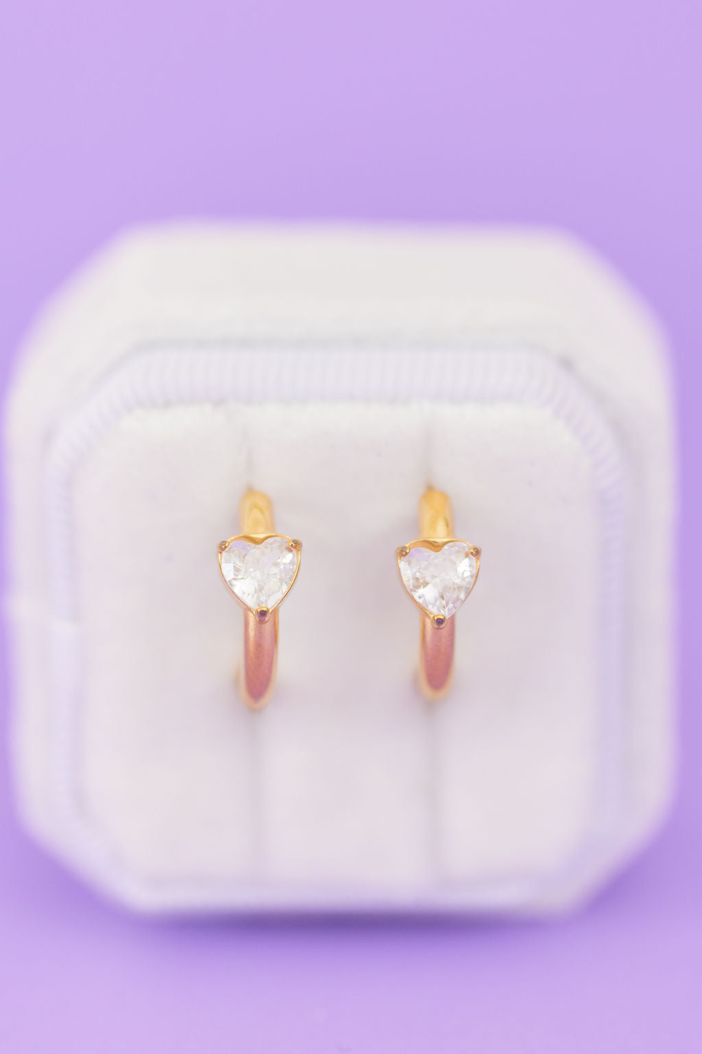 Crystal Heart Huggie Hoops