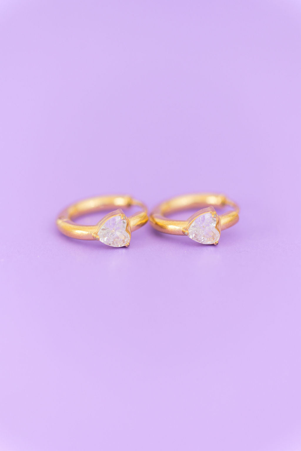 Crystal Heart Huggie Hoops
