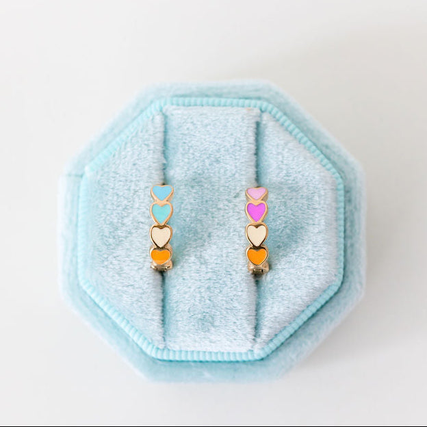 Heart chunky huggie hoop earrings