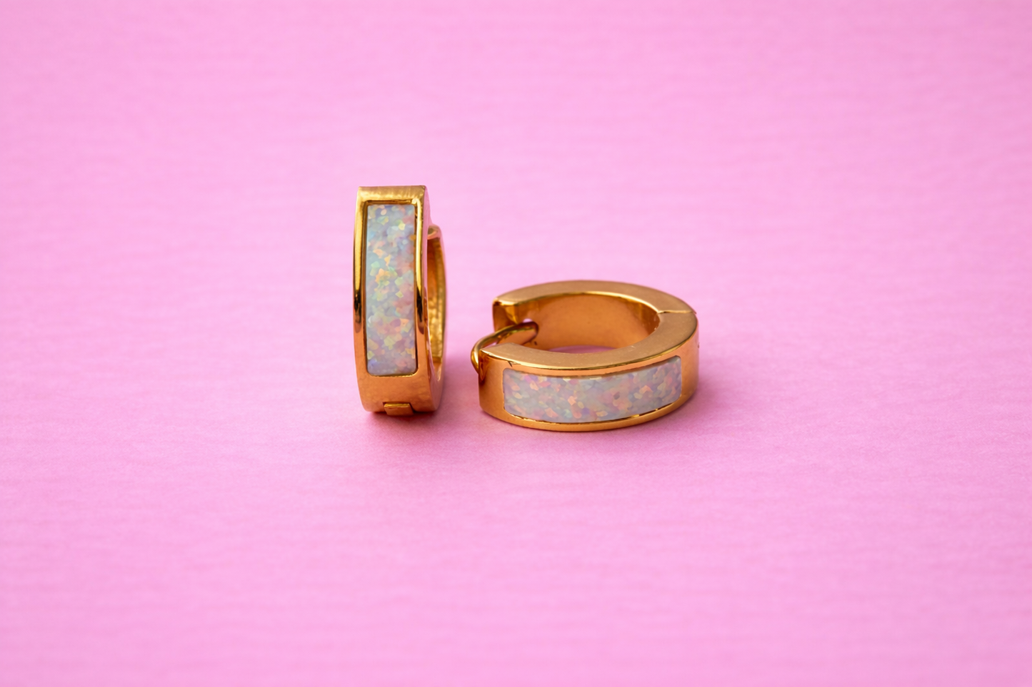 Opal Chunky Huggie Hoops