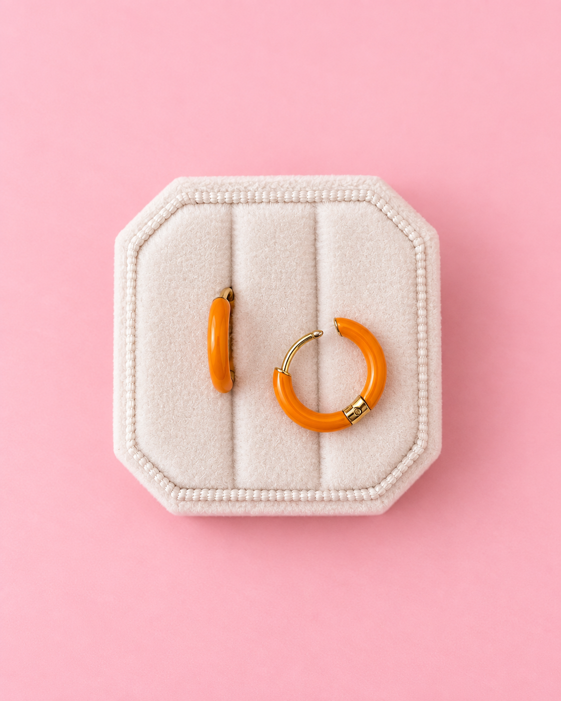 Orange Huggie Hoops