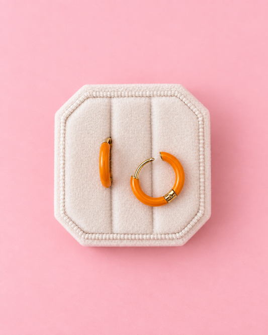 Orange Huggie Hoops
