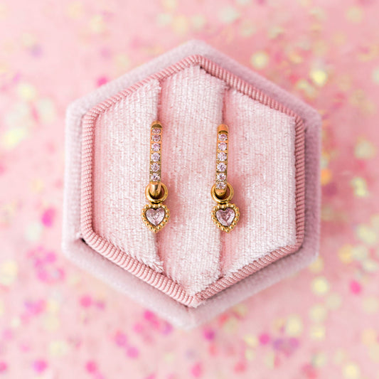 Heart Gemstone Huggie Charms