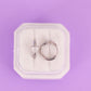 Silver Crystal Heart Huggie Hoops