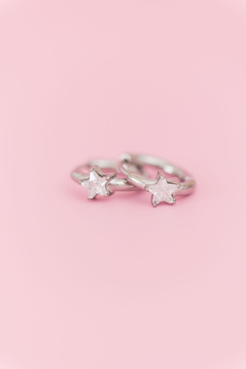 Silver Crystal Star Huggie Hoops