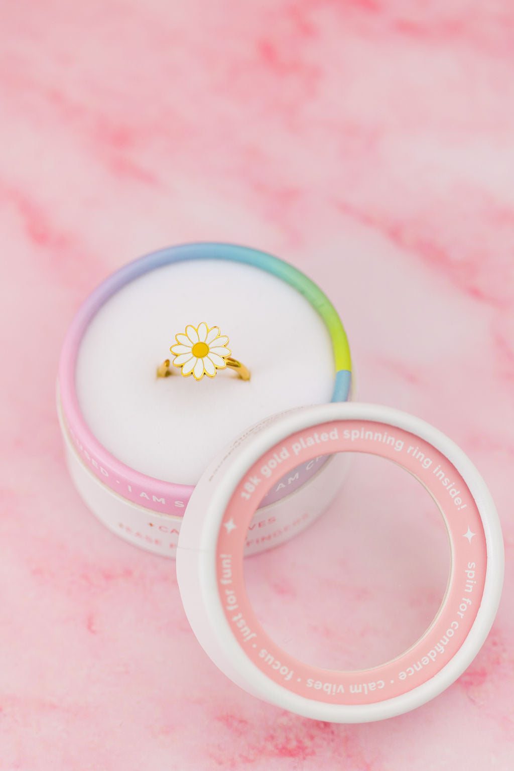 Daisy enamel spinner ring