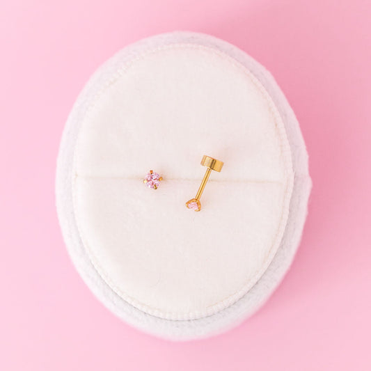 Pink CZ Stud Earrings
