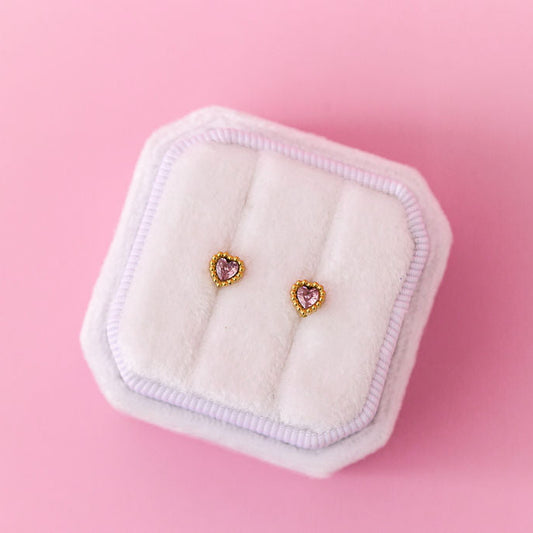 Heart Gemstone Stud Earrings