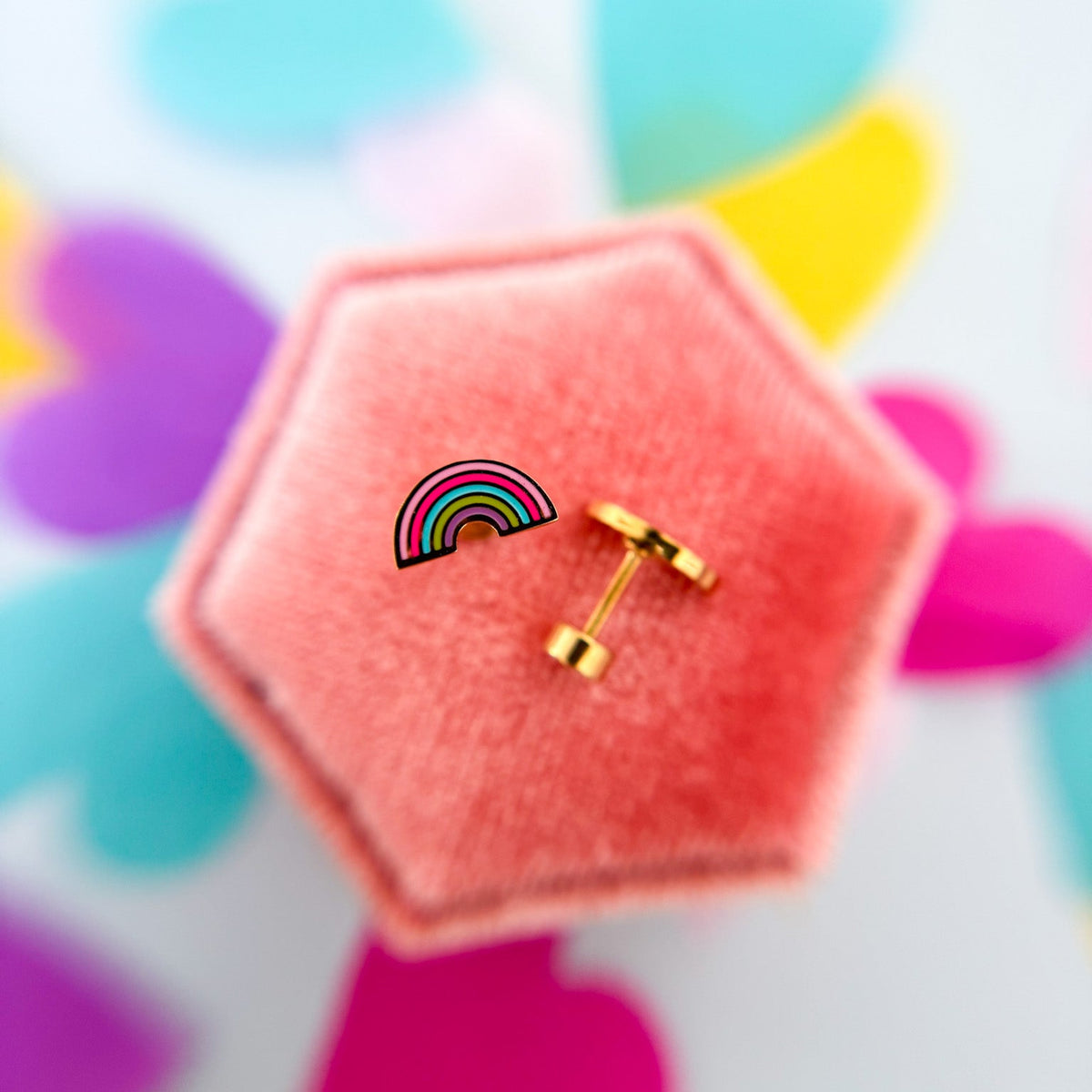 Pair of rainbow stud earrings