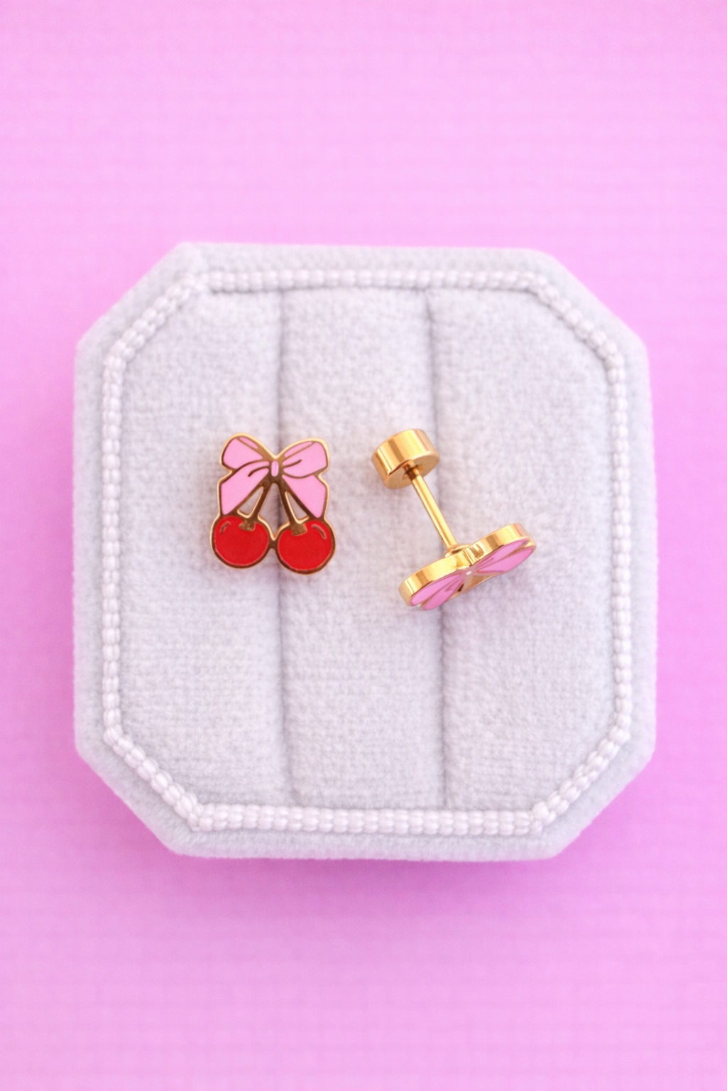 Bow Cherry Stud Earrings