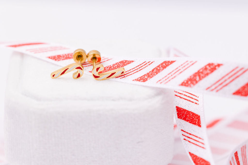 Candy Cane Stud Earrings