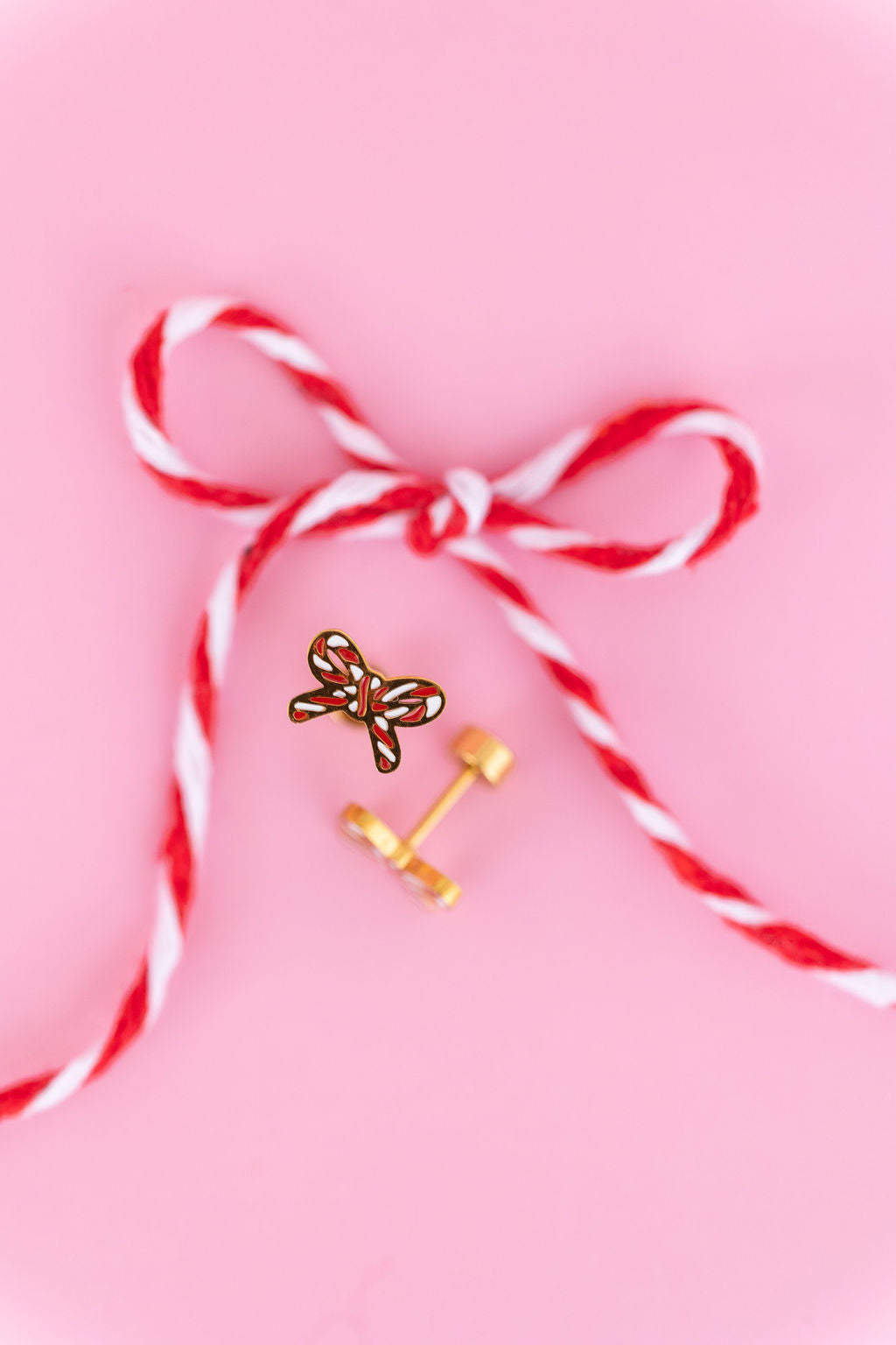 Candy Cane Bow Stud Earrings