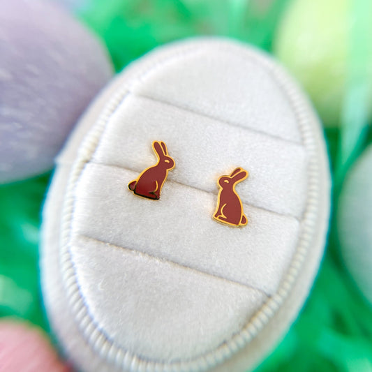 Chocolate Bunny Stud Earrings