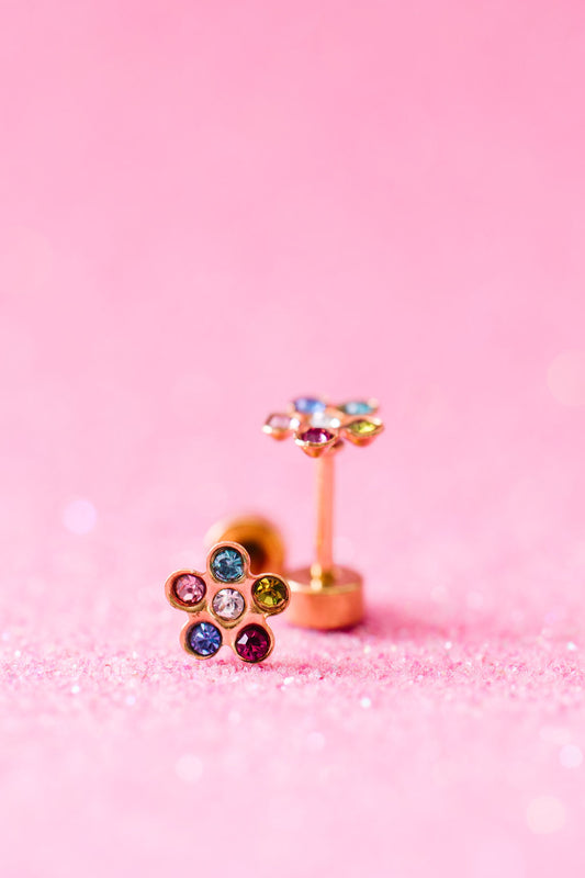 Rainbow CZ Stud Earrings