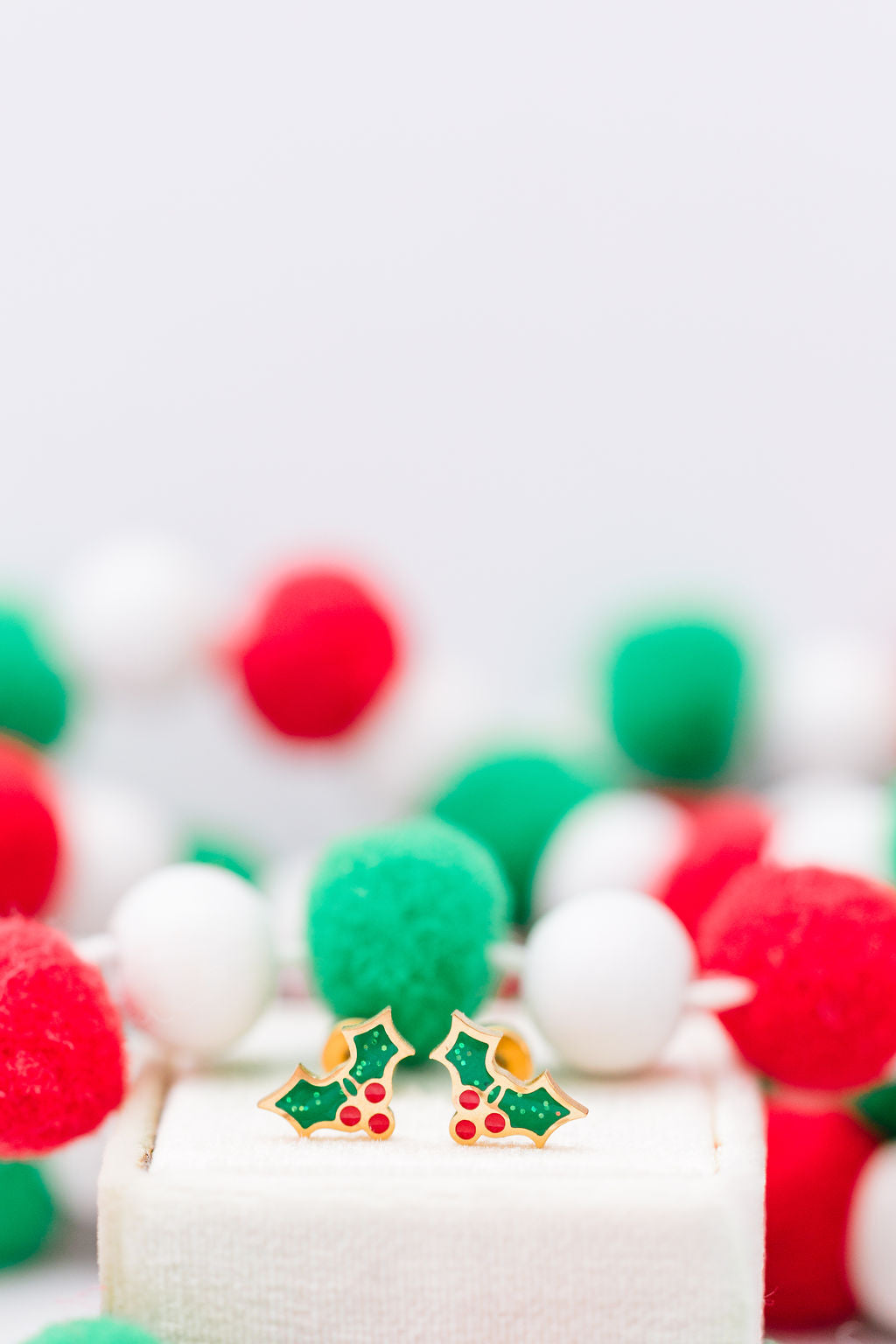 Holiday Holly Stud Earrings