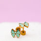 Mint Bow Stud Earrings