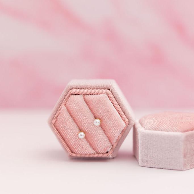 Pearl stud earrings close-up