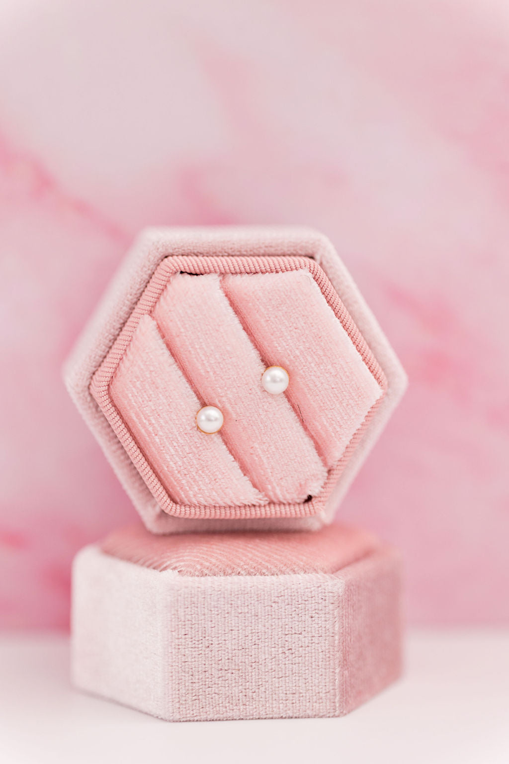 Pearl stud earrings, alternate view