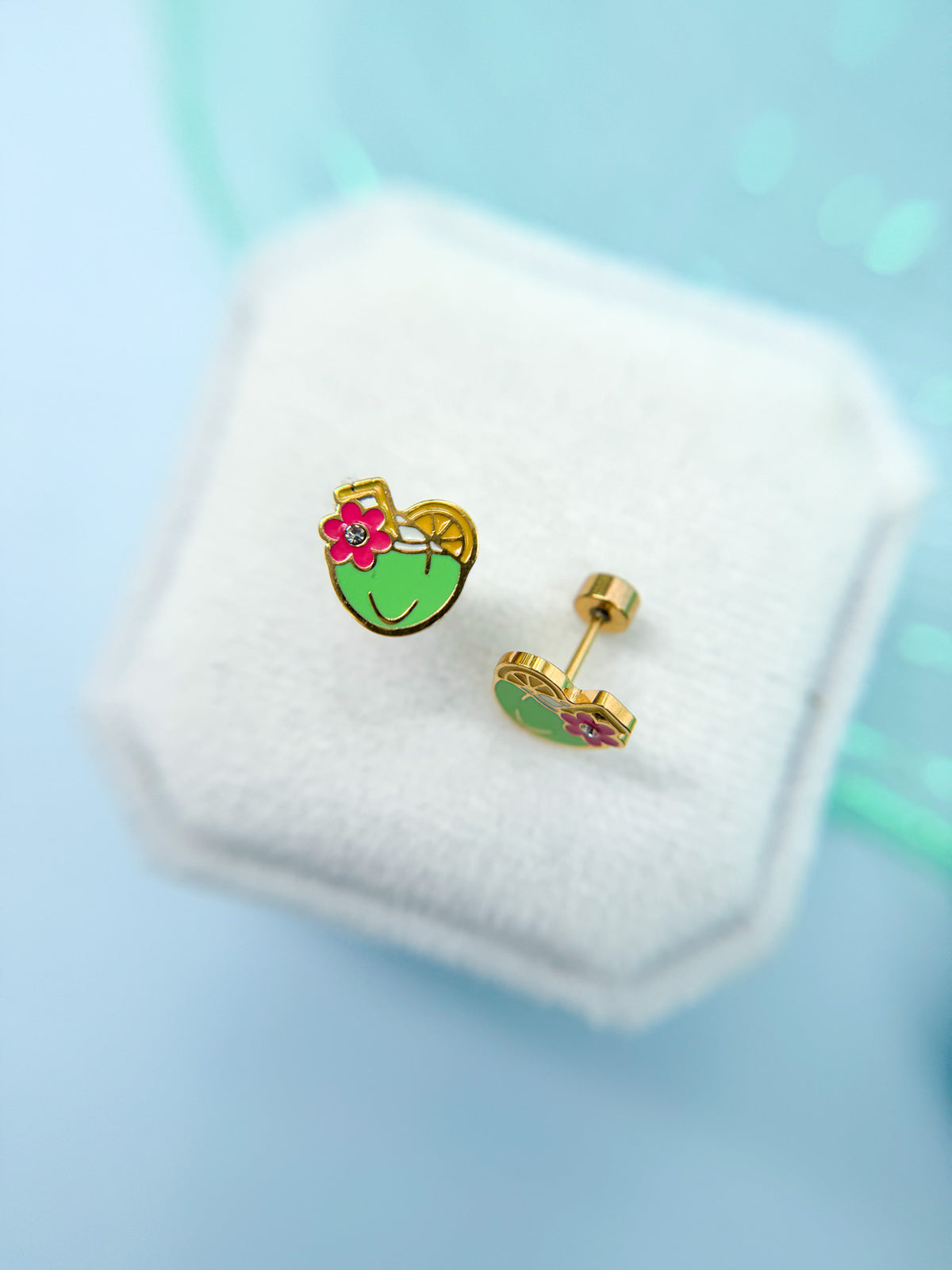 Coco colada stud earrings close-up