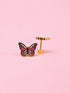 pair of pink enamel butterfly earrings on a light pink background