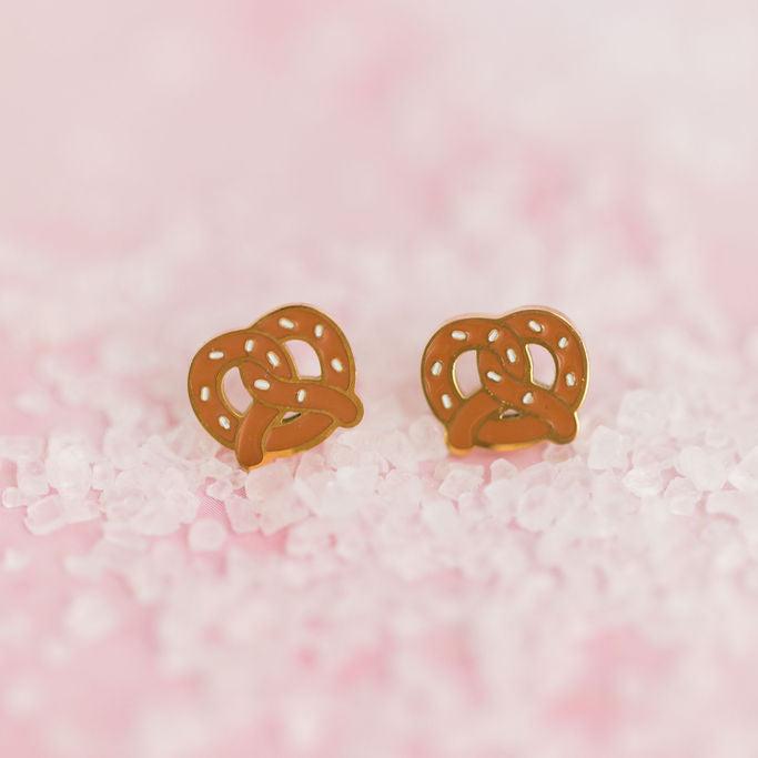 Pair of pretzel stud earrings