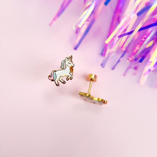 Rainbow Unicorn Stud Earrings