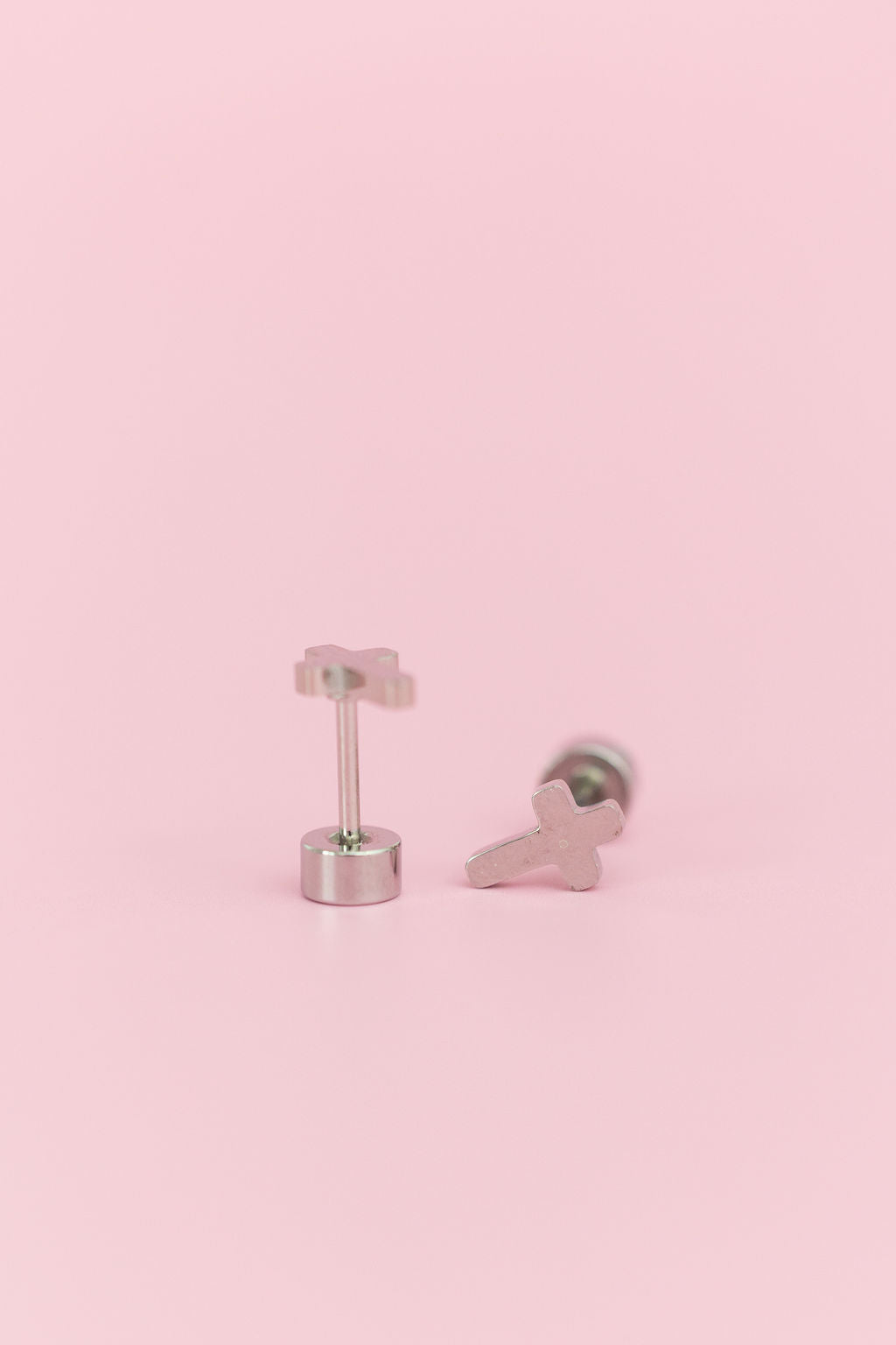 Silver Tiny Cross Stud Earrings
