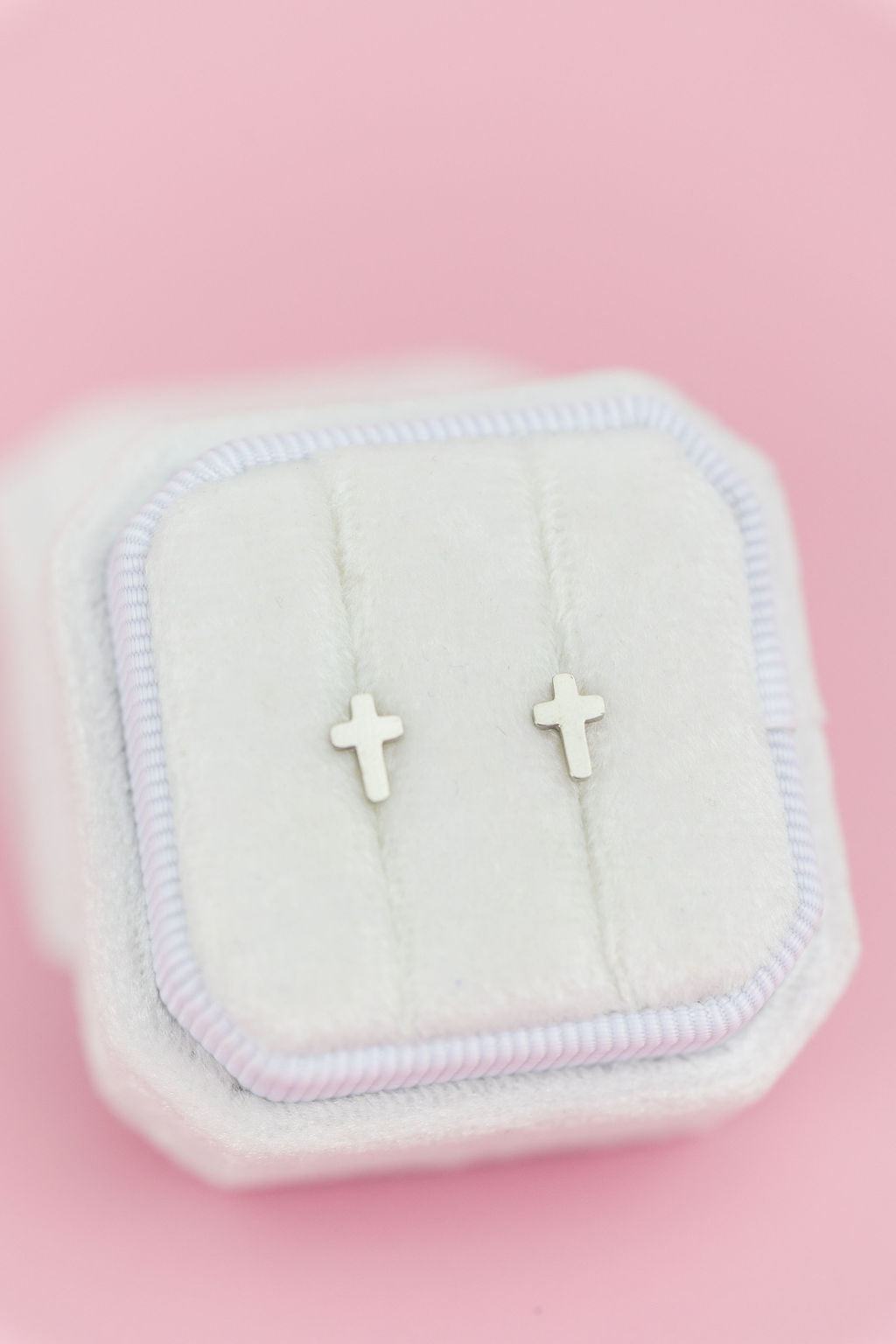 Silver Tiny Cross Stud Earrings
