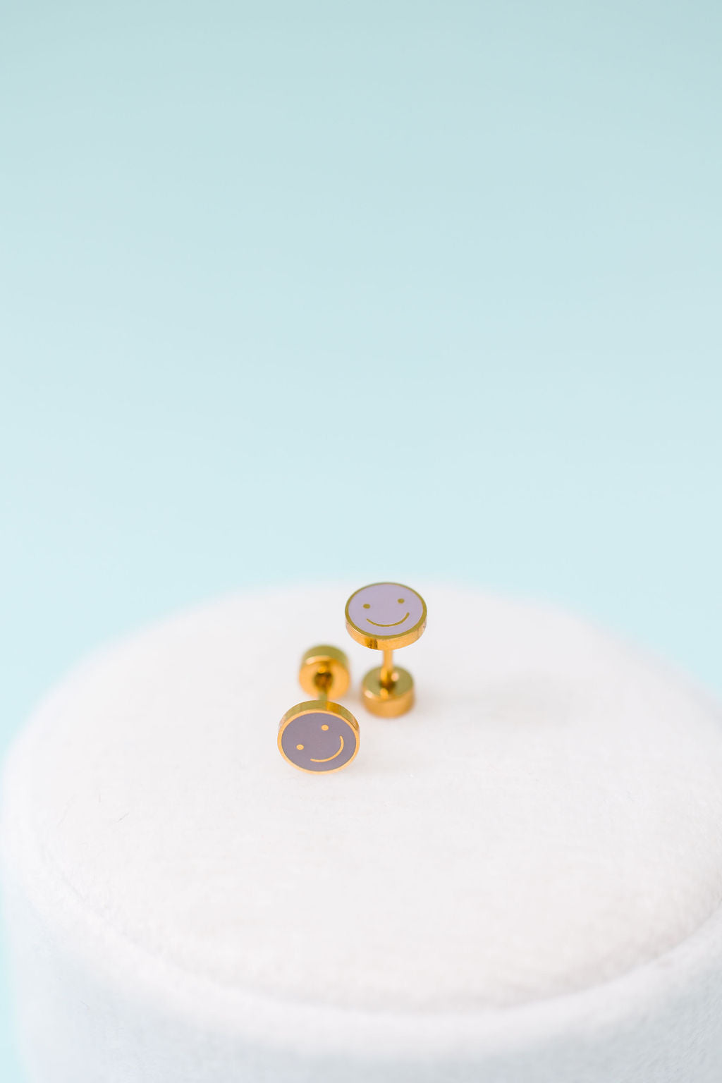 Lavender Smiley Stud Earrings