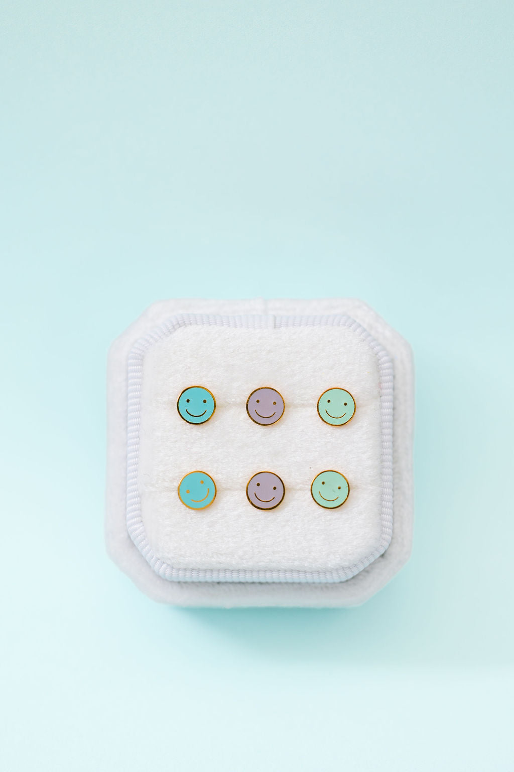 Mint Smiley Stud Earrings