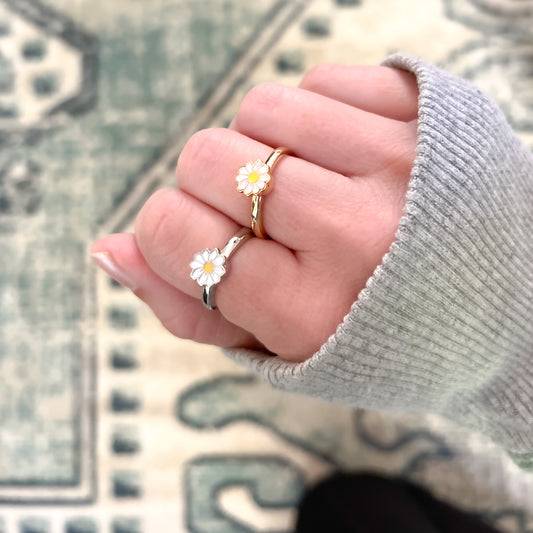 Micro Daisy Fidget Spinner Ring