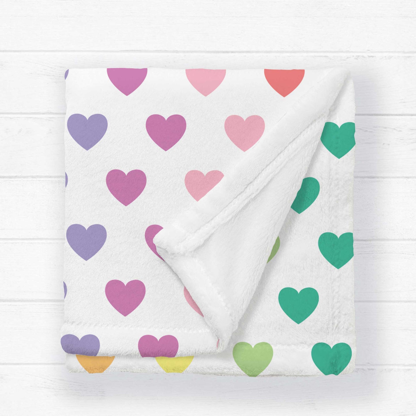 Rainbow Hearts | Personalized Plush Blanket