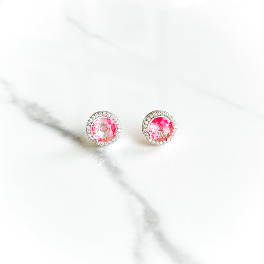 Peachy Pink Ombre Halo Studs