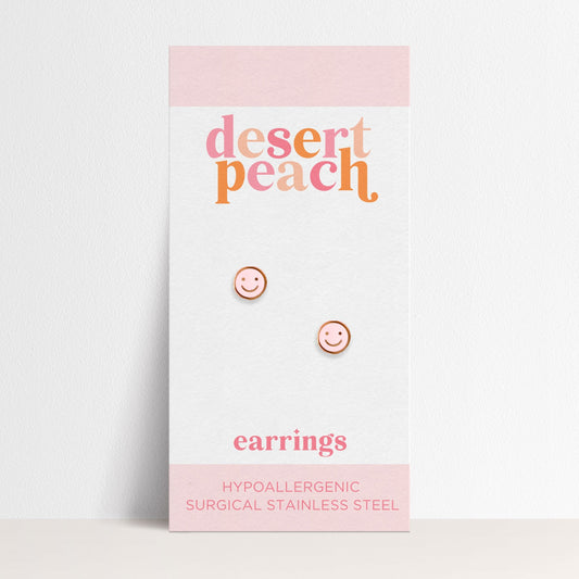 Pink Smiley Stud Earrings